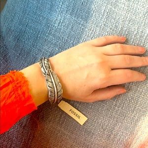 Fossil Feather hinge cuff